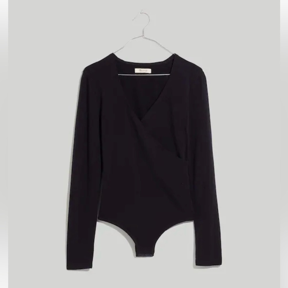 Madewell Wrap Thong Bodysuit, Size M, True Black